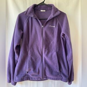 Purple Columbia zip up with broken zipper-pull Size Small Fair Condition